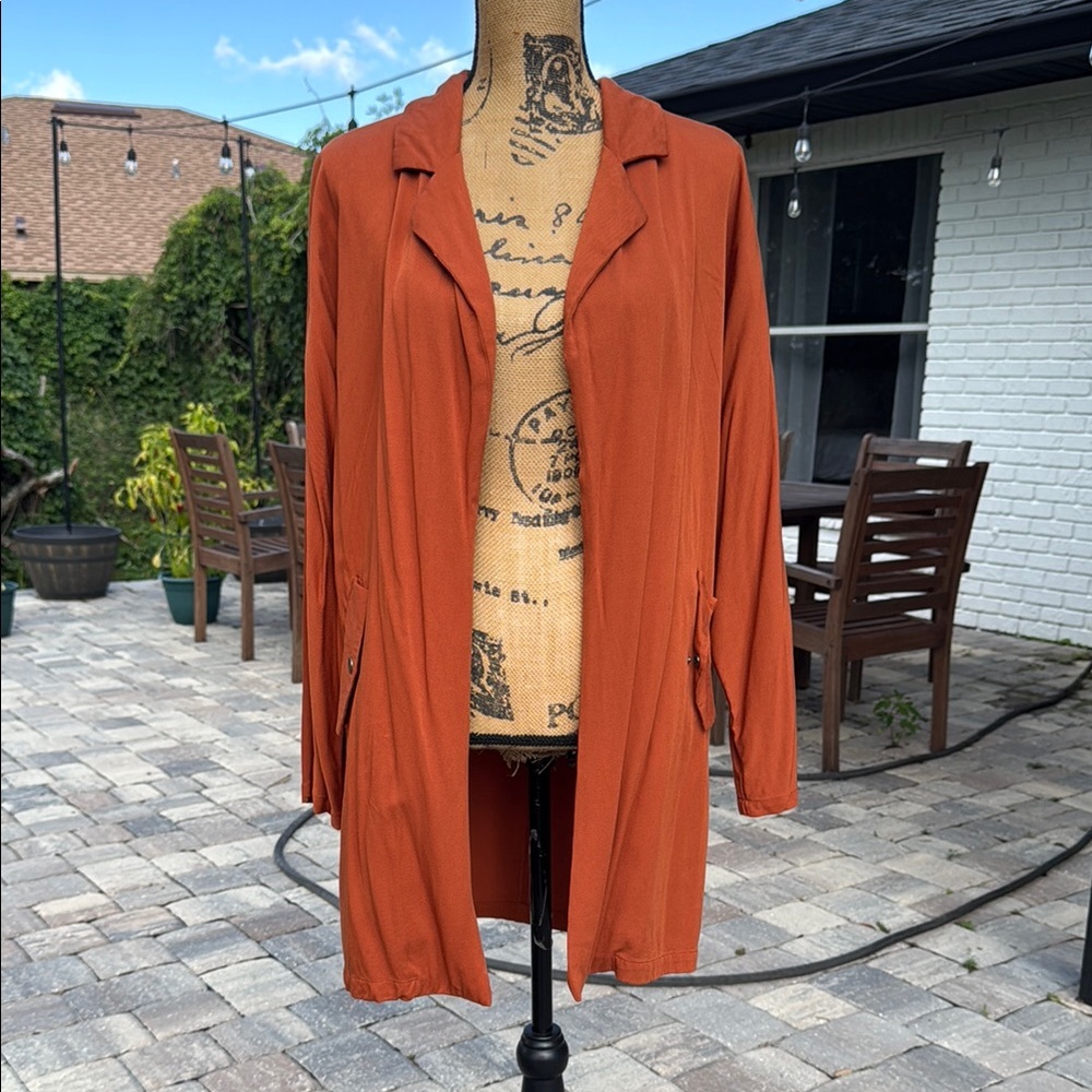 Forever 21 Rust Orange Open Front Cardigan Sleeve Size Medium